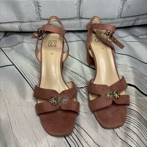ecs Women's Pink Block Heel Open Toe Buckle Strap Sandals size EU 38 US 7.5